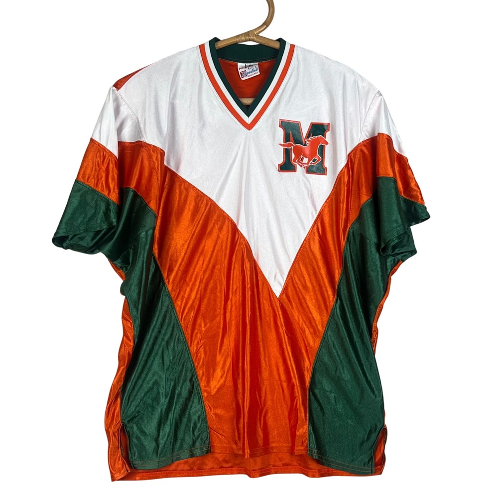 SMU Mustangs Jersey‎ Large Speedline Athletic Wear Mens Orange Green White  USA